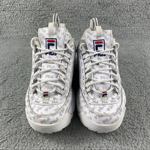 FILA SHOE SNEAKERS Disruptor 2 Multi‎ Womens 7 Lace Up Pull Tab White Blue Logo - Picture 3 of 12
